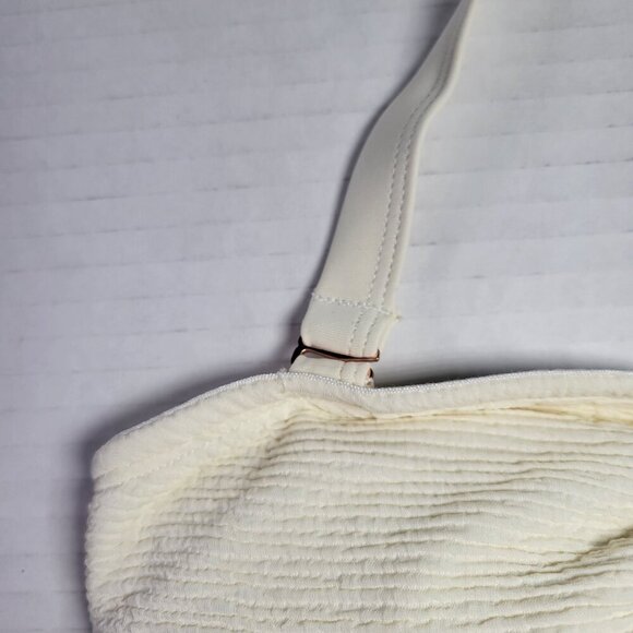 Ivory Rose Cream Textured Bandeau Halter Straps Bikini Top Size 36DD/E - Picture 4 of 9